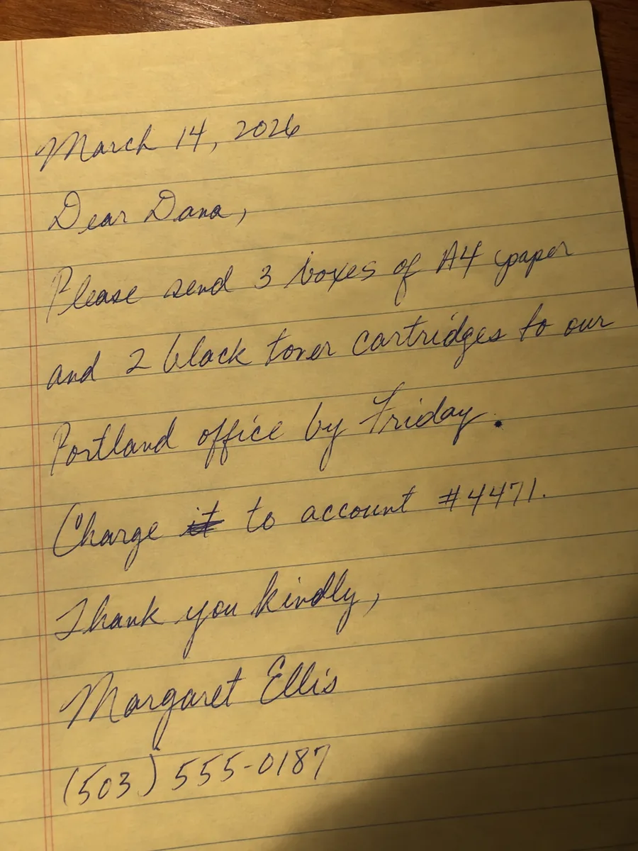 Cursive letter sample